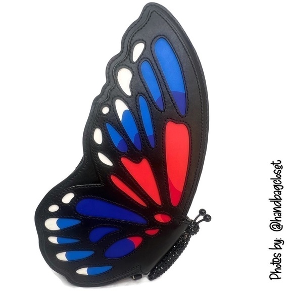 Kate Spade Monarch Butterfly Clutch Black Leather Novelty Rare Bag Purse Sequin - Picture 5 of 15